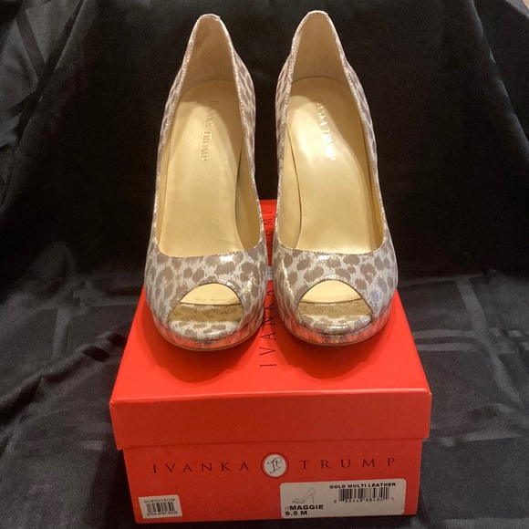 Ivanka Trump Shoes - Ivanka Trump Gold Leopard 4” heels - worn once